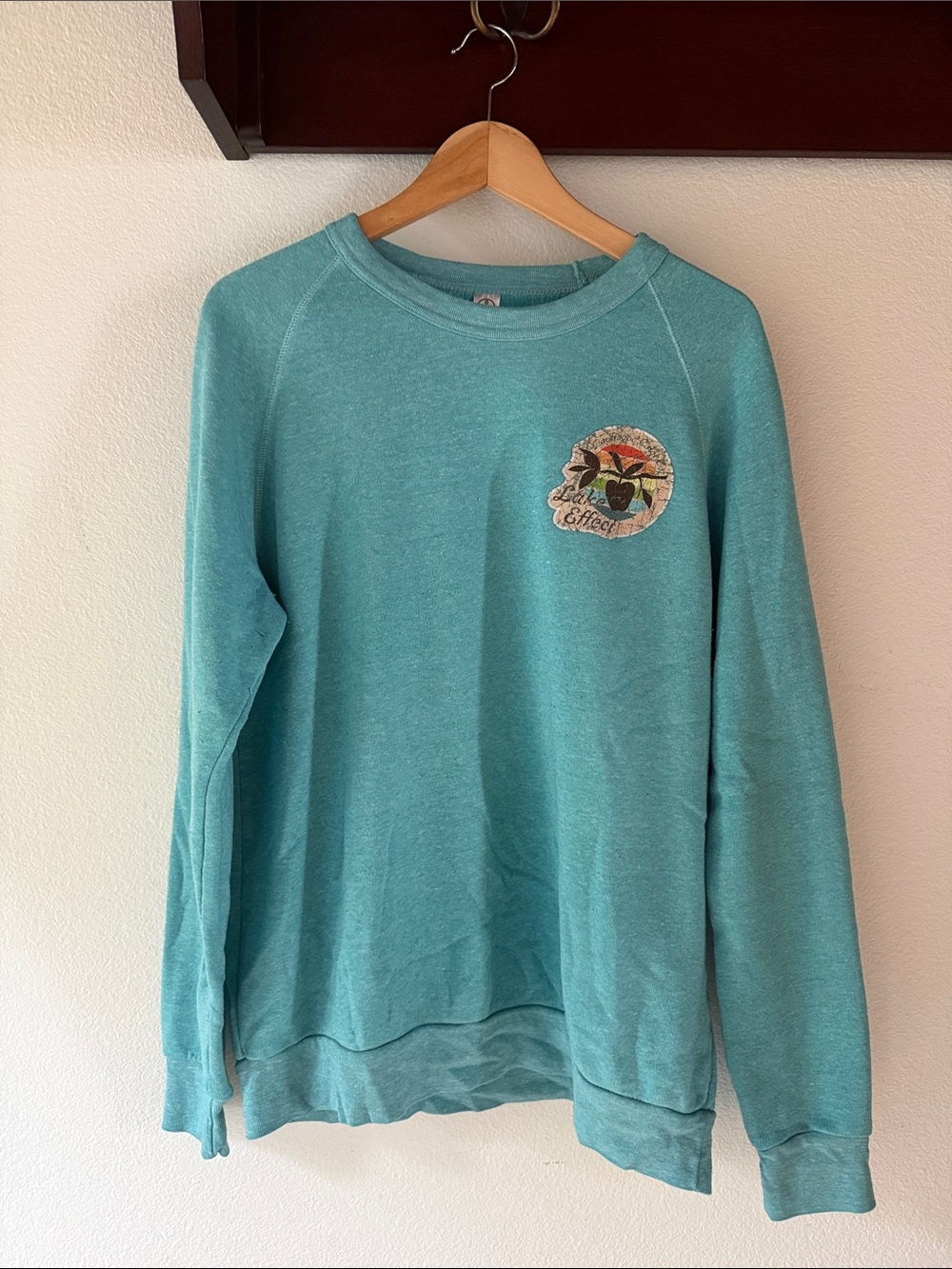 Alternative Apparel Light Teal Crewneck Sweatshirt w/ Lake Effect Chest Graphic